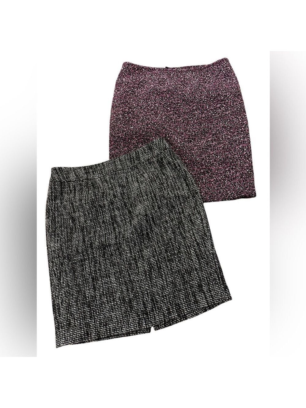 2PC Y2K CALVIN KLEIN BLACK WHITE & PINK TWEED PENCIL SKIRT CASUAL TRENDY SZ 12P
